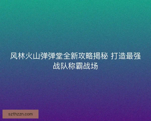 风林火山弹弹堂全新攻略揭秘 打造最强战队称霸战场