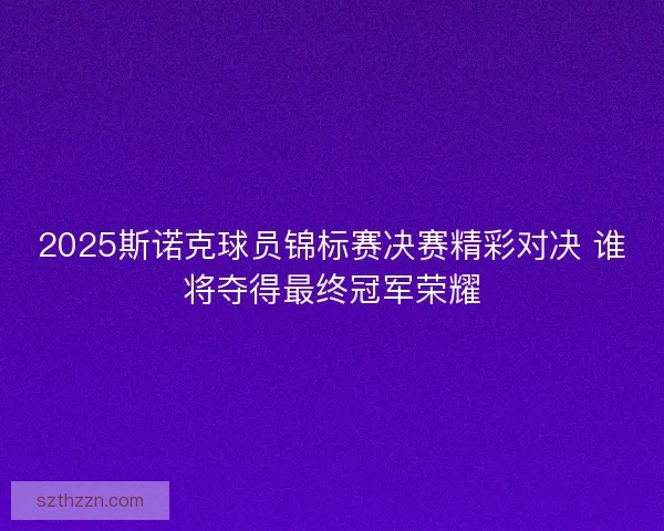 2025斯诺克球员锦标赛决赛精彩对决 谁将夺得最终冠军荣耀
